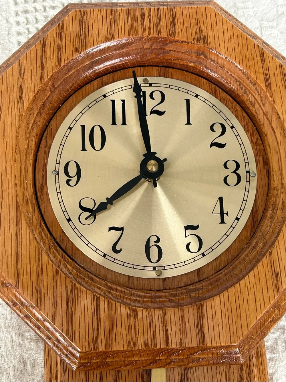 Wooden Wall Clock with Brass Dial - Oak Finish
